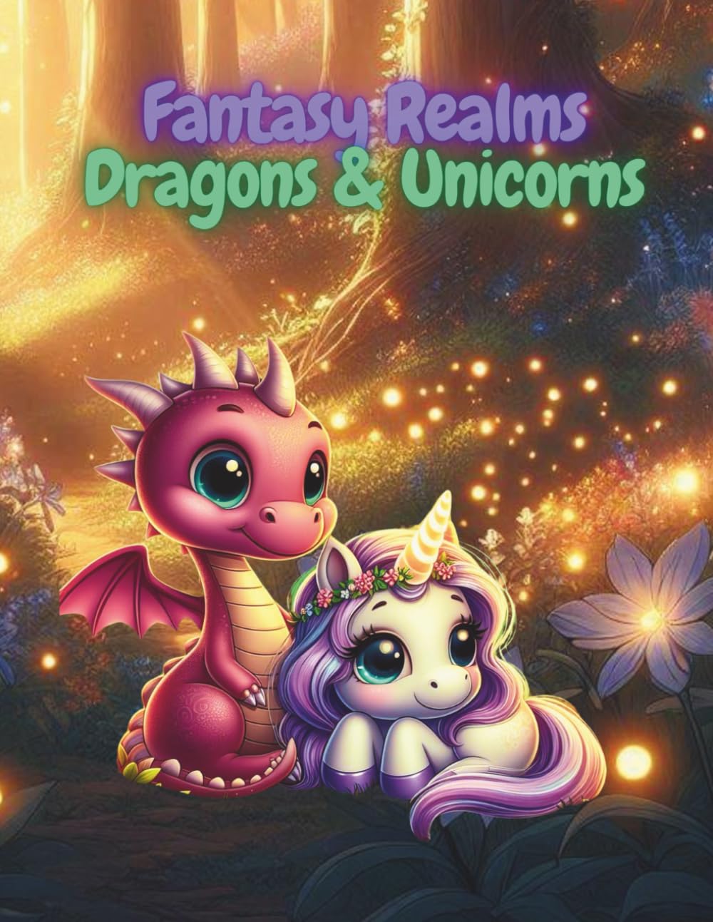 Fantasy Realms: Dragons and Unicorns: A Magical Fantasy Coloring Book for Kids Ages 6–12