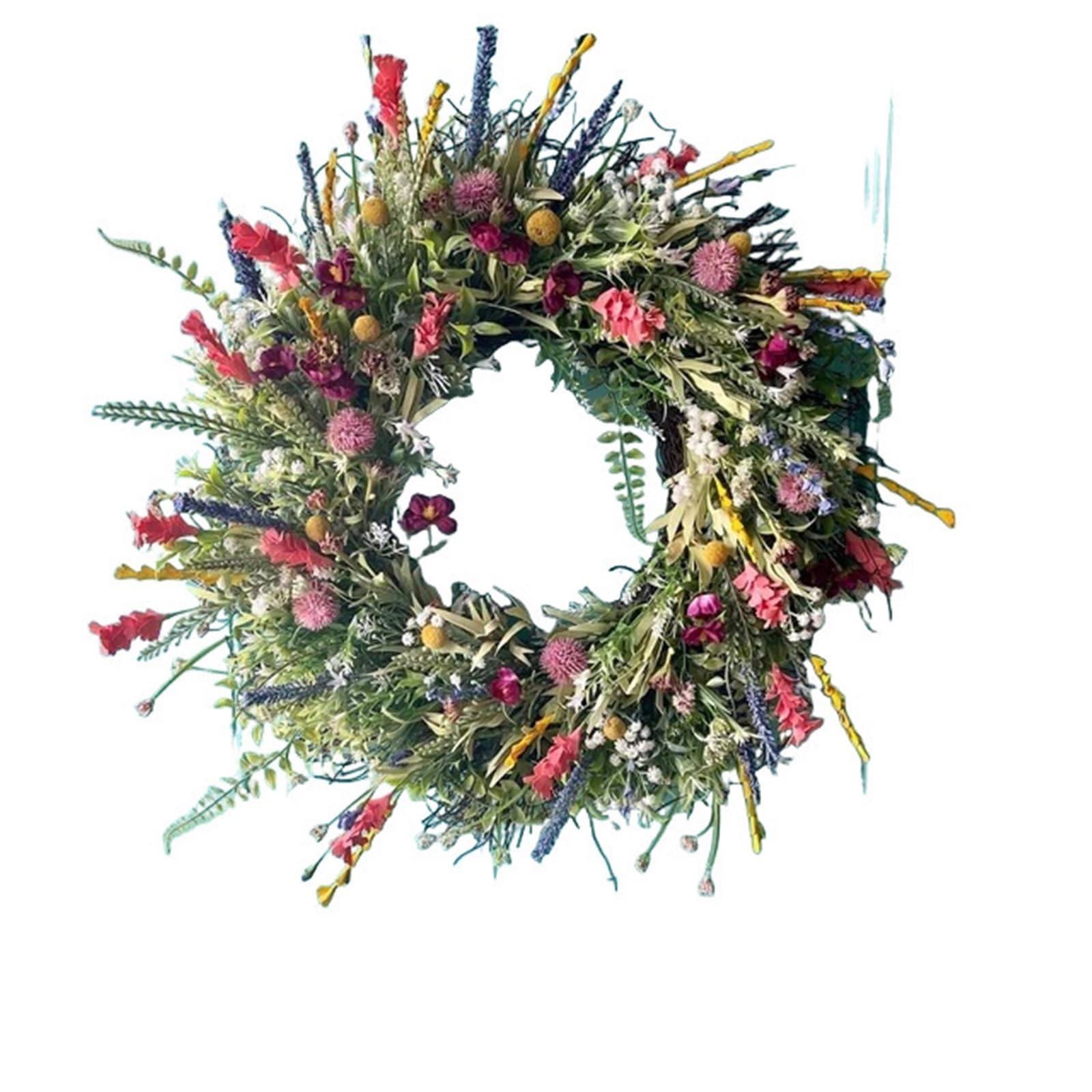 Couronne pour Porte Couronne de Fleurs Sauvages, décoration extérieure Rustique, Suspension Murale Florale, Jardin, Porche, Couronne Mariage, Rose(45CM)