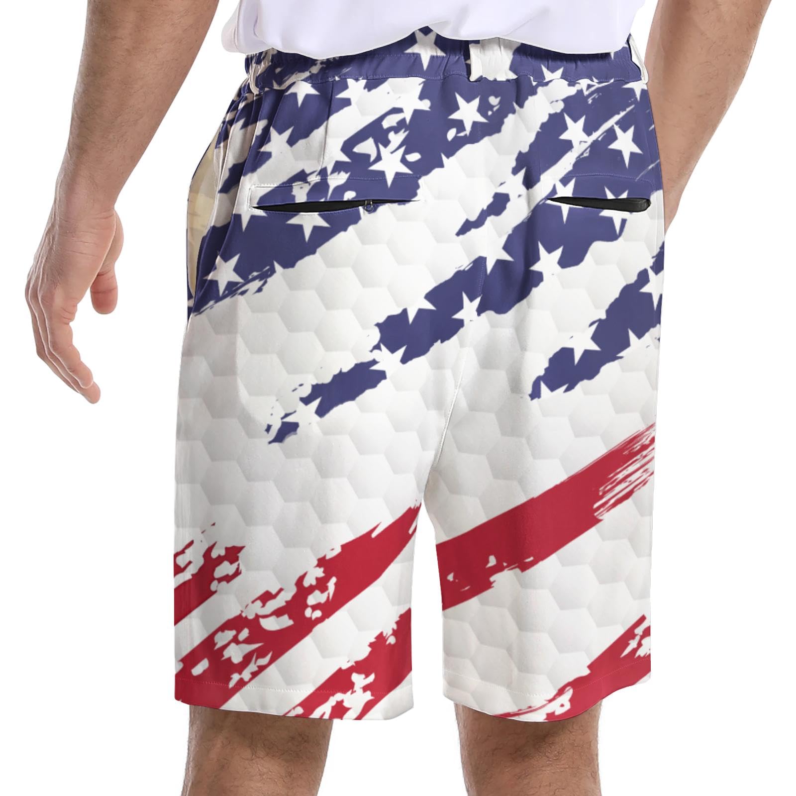BIANTI American Flag Golf Shorts for Men Stretch Men's Casual Athletic Dress Shorts with Zipper Pockets