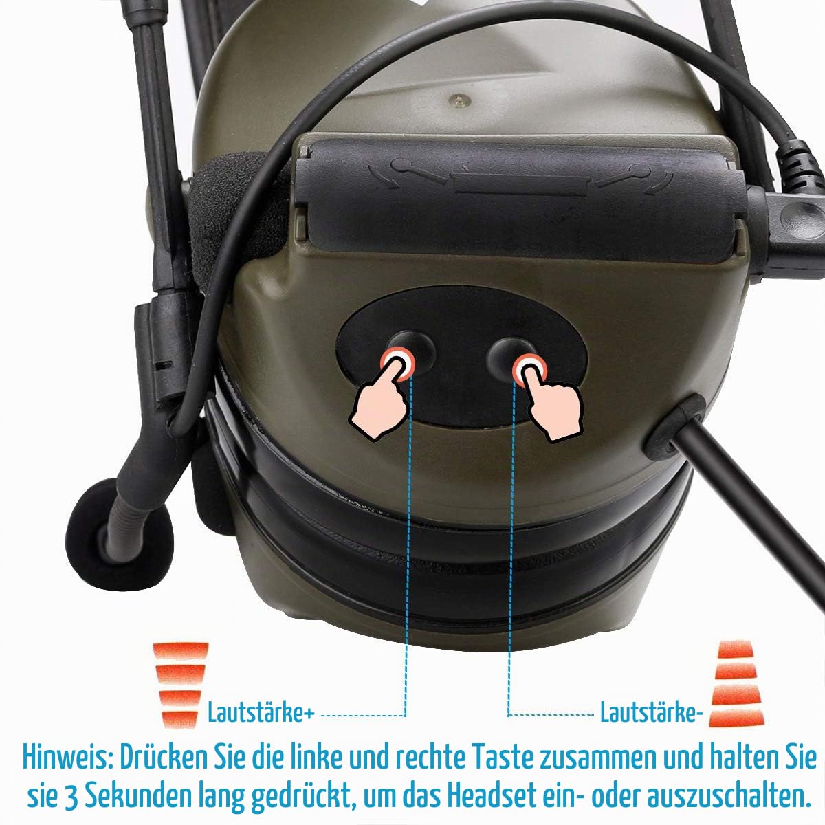 Retevis Funkgeräte Headset, Taktisches Headset, IPX4 Elektronisch Rauschunterdrückung Kopfhörer für Motorola DP1400 CP040 CP88 CP100 CP150 GP68 GP88 GP300 CT150 für Airsoft CS-Übungen (1 Stück)