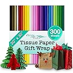 Ocean Tides 300 Sheets (20 x 30 Inches) Christmas Wrapping Paper - Gift Wrapping Tissue Paper Bulk for Crafts, Birthdays, & Holidays - Colored Tissue Papers for Gift Bags & Decorations, Assorted