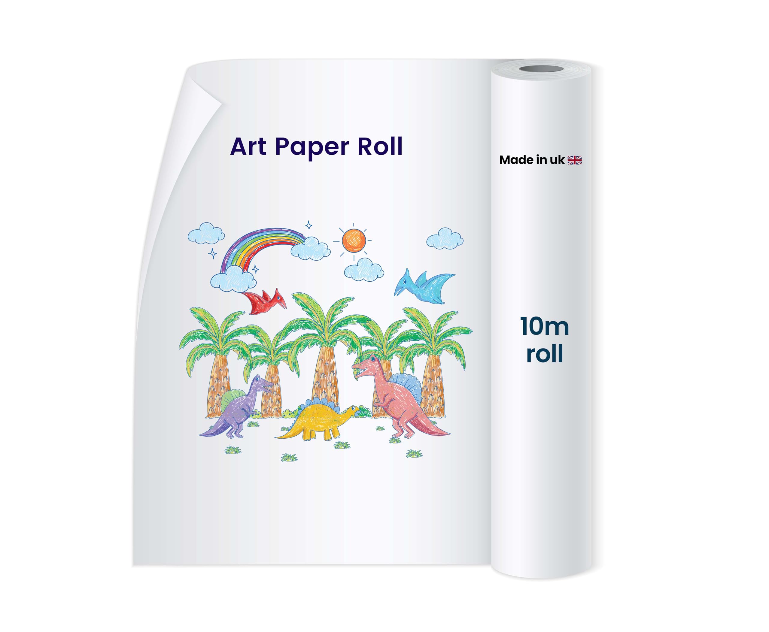 White Drawing Paper Roll (38cm x10m) – Recycled Thick Art Paper for Drawing, Painting, Sketching & Wrapping | Drawing Paper for Kids, School, Roll for Easels, Toddlers & Adults