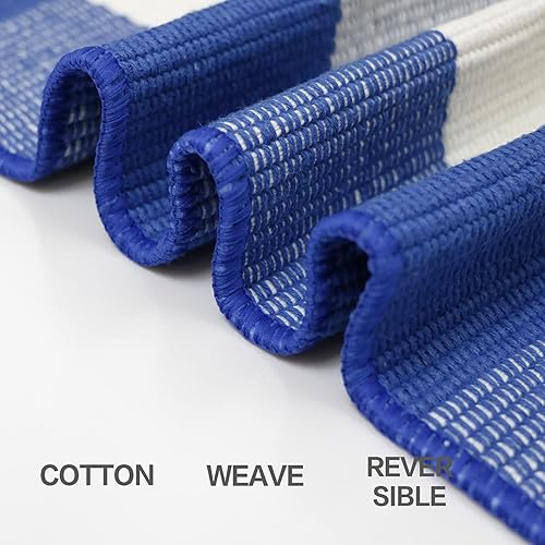 Miniatura 3 de MUBIN - Alfombra de algodón de lana cuadriculada, 3 x 5 pies, color negro y blanco, alfombra decorativa a cuadros para poner al aire libre en la