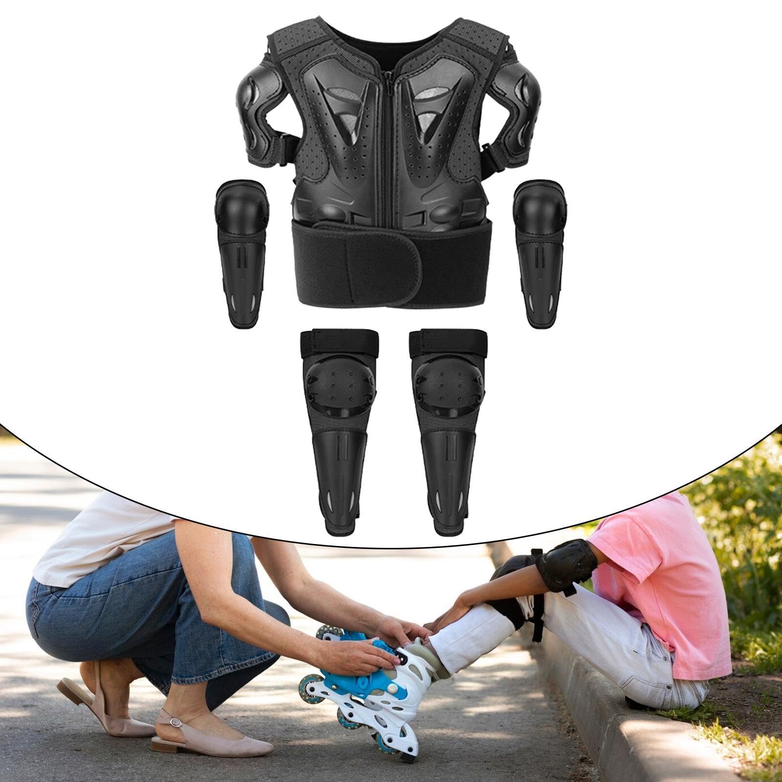 Yiju Kids Motorcycle Vest Bike Vest Jacket Knee Pads Elbow Pads Bike Gear for Road Cycling Skiing Motorbike Motocross Riding