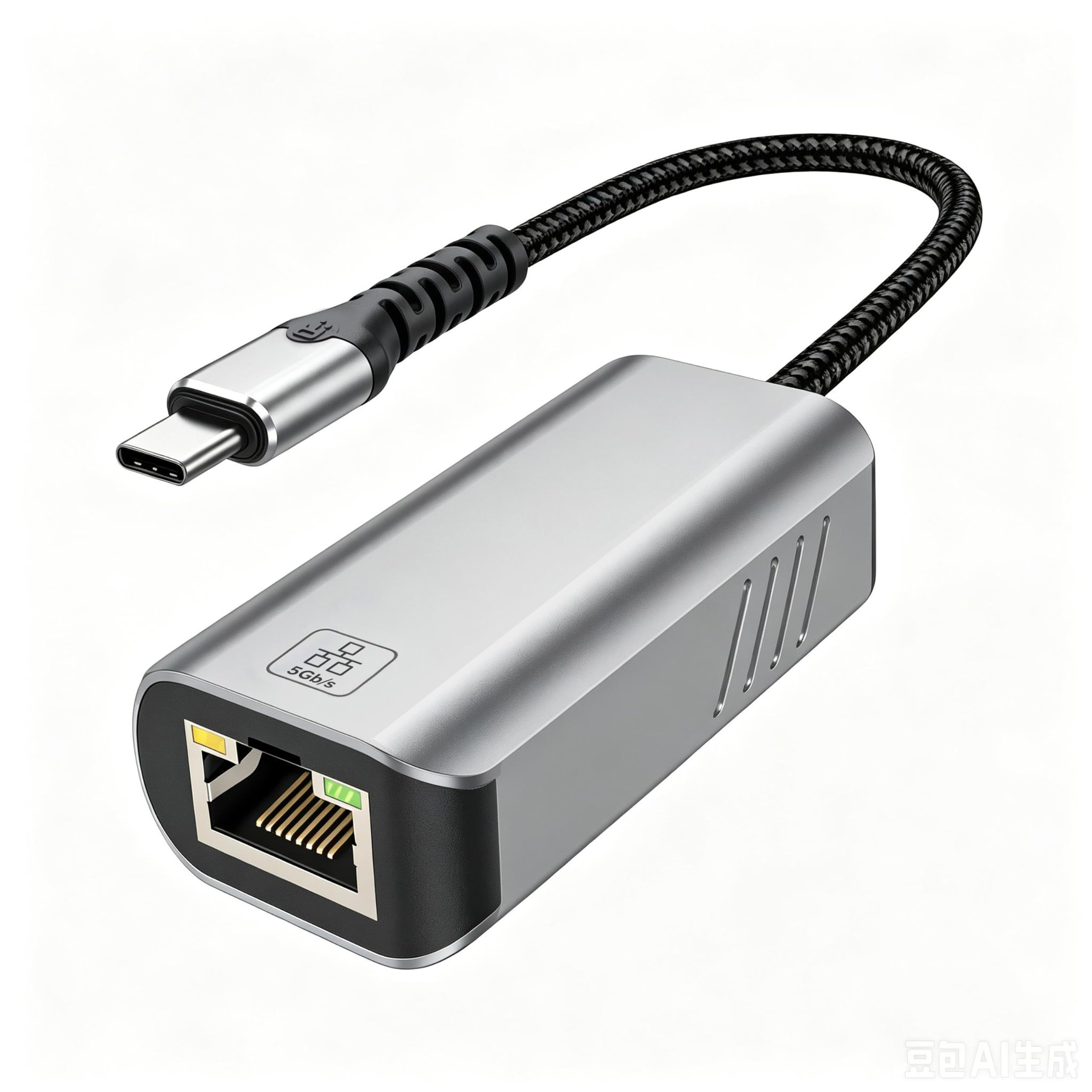Adattatore da USB C a Ethernet da 5 GB, velocità di rete 5 Gigabit, in alluminio con design termico, tipo C, adattatore da USB C a Ethernet, compatibile con USB4, Plug & Play per MacBook