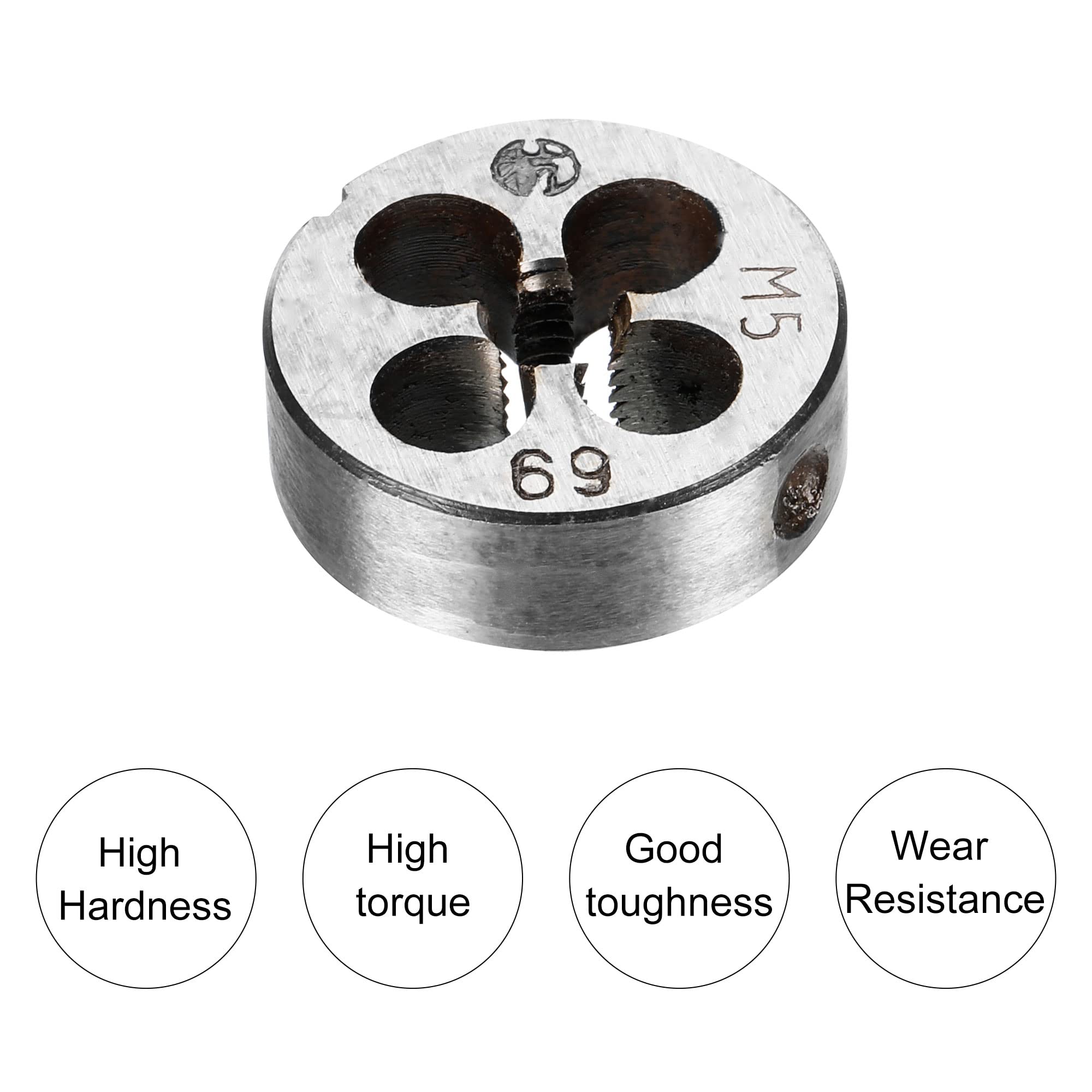 Set di Maschi e filiere e Punte da Trapano, Maschio a Spirale Rivestito in nitruro M5 x 0,8 e filiera Tonda, Punta elicoidale in Acciaio rapido al Cobalto da 4,2 mm