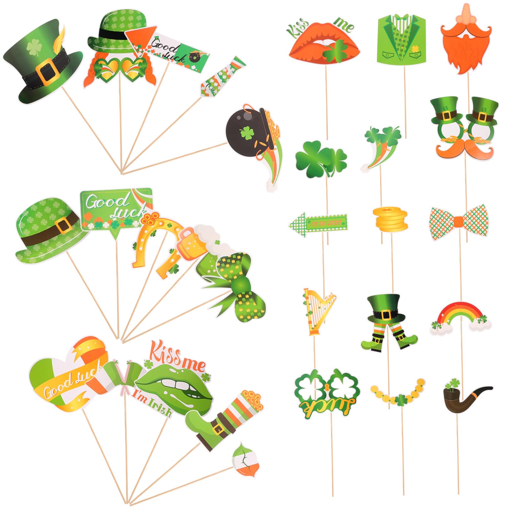MAGICLULU 5 Sets Foto Requisiten Dekoration Für Den Stand Party Fotografie Zubehör St Patrick's Day DIY Requisite DIY Foto Requisite St Patrick's Day Selfie Foto Requisite