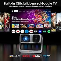 Vista 2 de Proyector para exteriores de Google TV con licencia oficial ANSI 2000 4K Full HD, proyector inteligente con WiFi y Bluetooth
