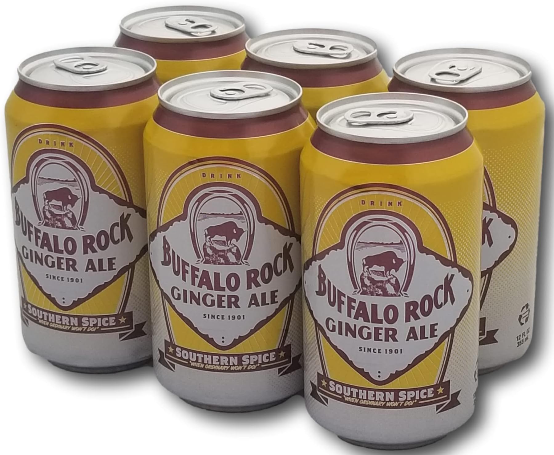 Buffalo Rock Ginger Ale Southern Spice, Six 12 ounce cans