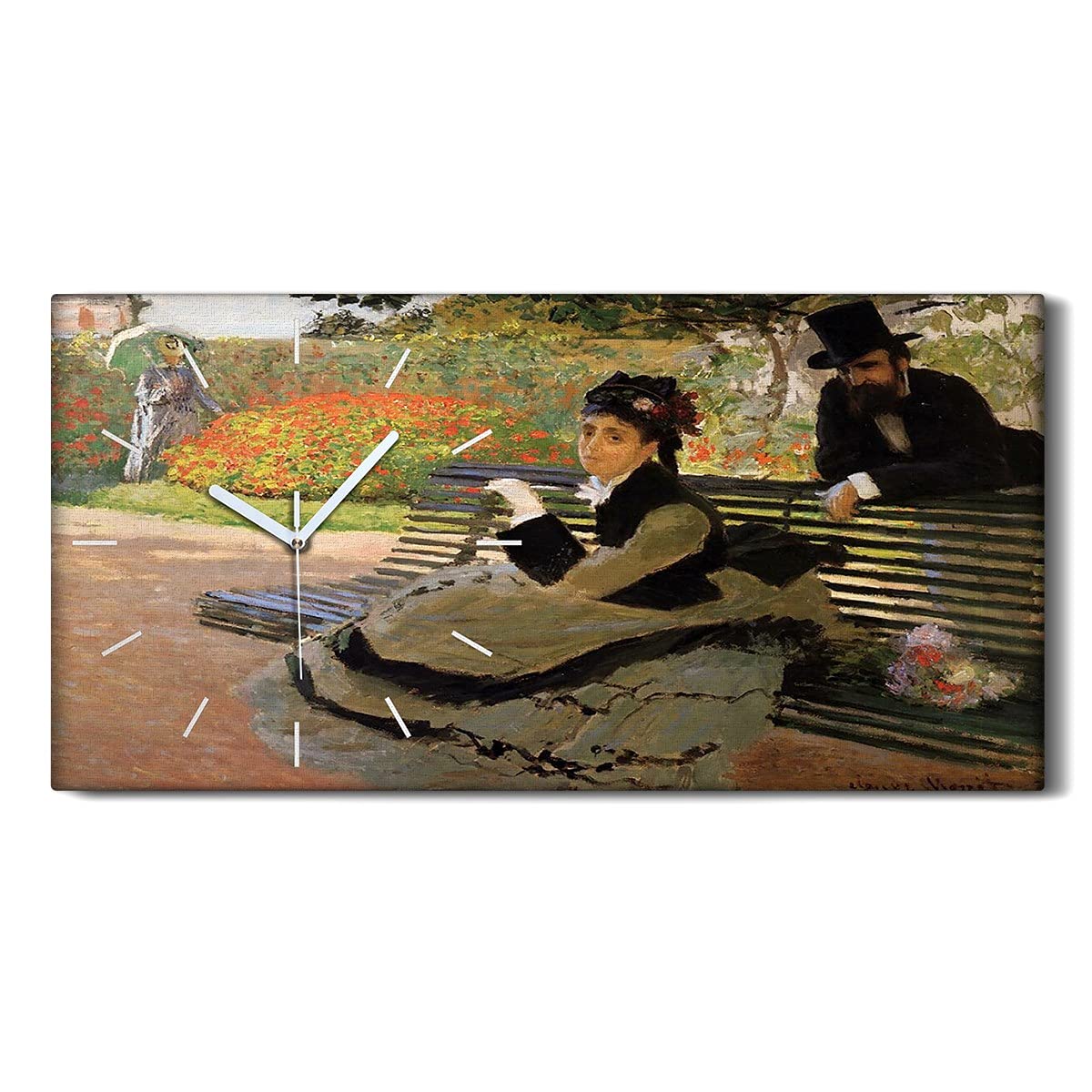 Horloge sur Toile sans Tic-Tac pour Dormir - Image Monet Déco Murale 60x30cm