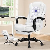 ALFORDSON Sedia Scrivania con Massaggio, Sedia Ufficio Ergonomica con Supporto Lombare e poggiapiedi