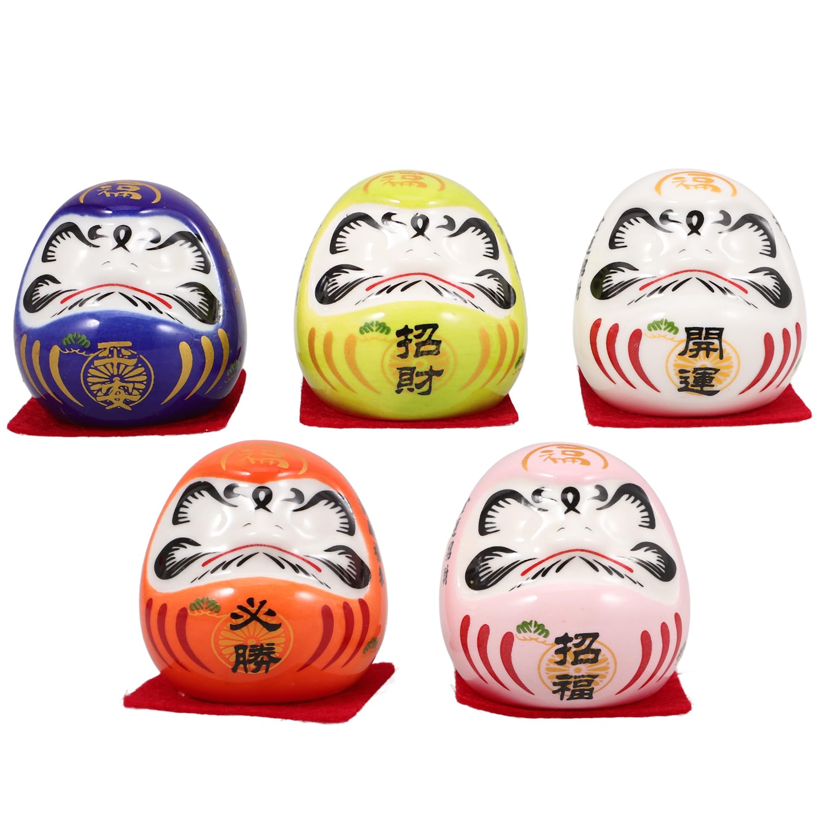 Zerodeko MuñEca Japonesa De Porcelana Mini Zen Figura Tradicional para DecoracióN del Hogar Y Auto Amuleto De Buena Suerte Riqueza Y Seguridad 4.8 x 4.5 x 4.5cm