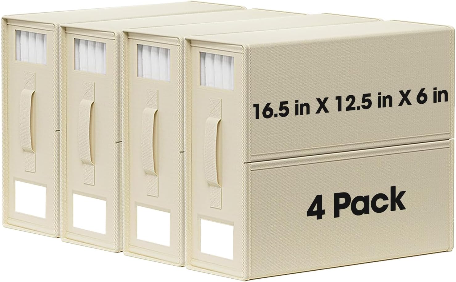 Foldable Linen Closet Organizer with Clear Window & Handles – Extra Large Storage for King, Queen Comforters, Blankets, Bedsheets – Under Bed Storage, Sheet Organizer (Black, 3-Pack)