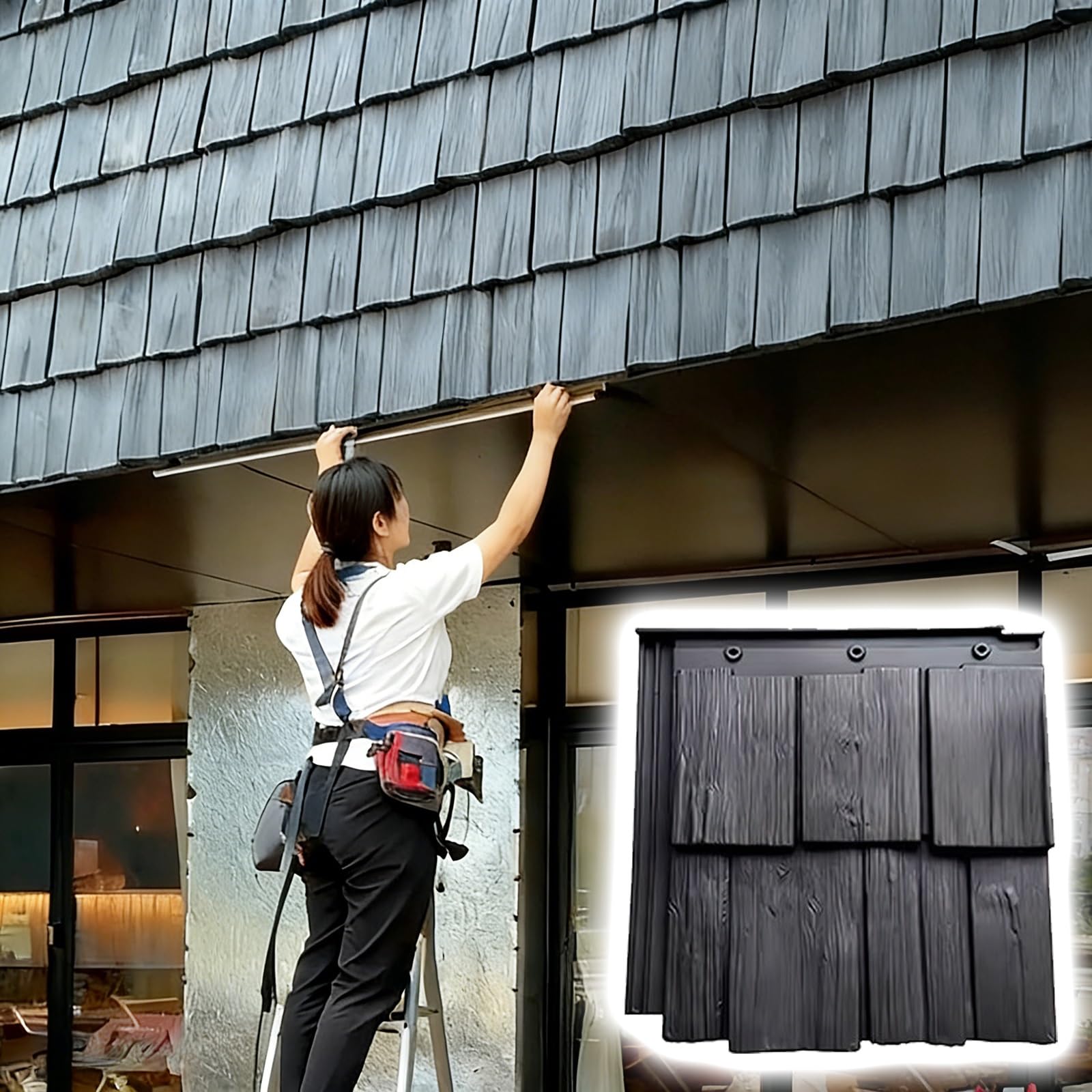 tejas tejado Paneles exteriores para techos con textura de madera para el hogar/tiendas, láminas de techo de corteza resistentes retro, lazos(#1,40pcs/8m²/86.1sq ft/12400sq in)