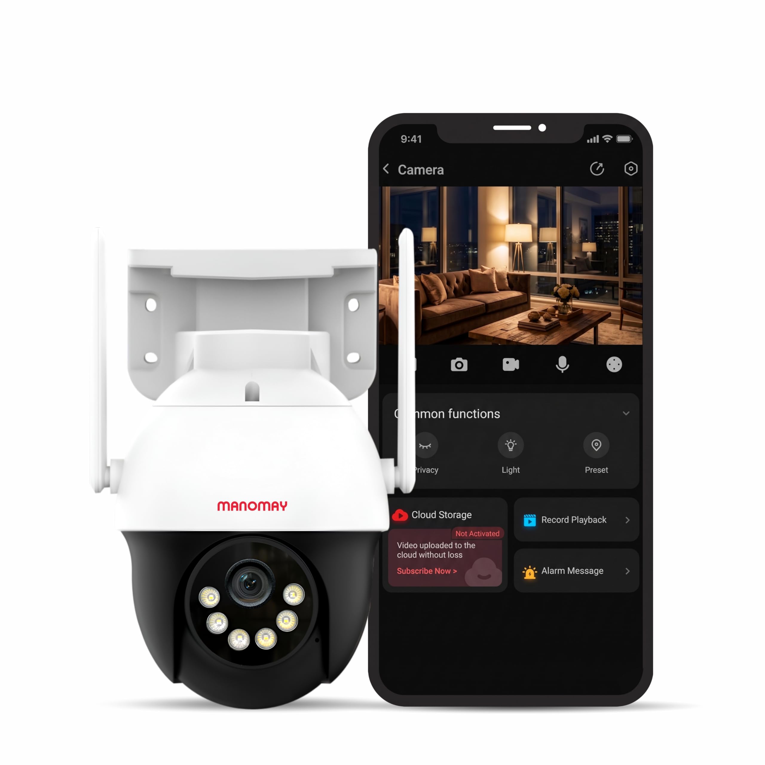 MANOMAY Wi-FI Pan Tilt CCTV Camera, Outdoor Indoor Security Camera, Water Proof, 2 Way Talk, Motion Detect, Supports SD Card Up to 256 GB, Color Night Vision (WiFi Protect Pro Pan Tilt)-image-24