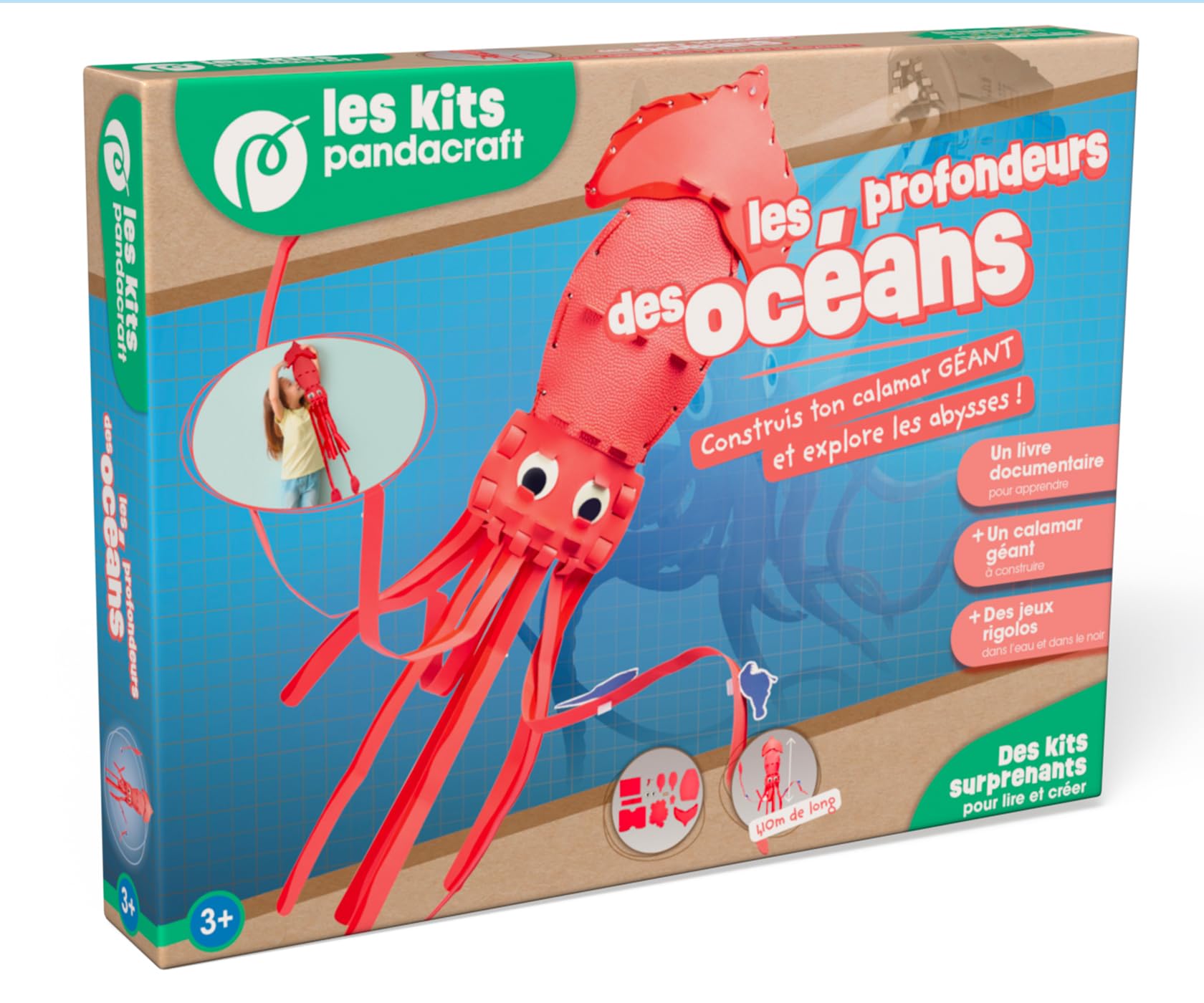Les profondeurs des océans - Kit Pandacraft dès 3 ans: Construis ton calamar géant et explore les abysses !