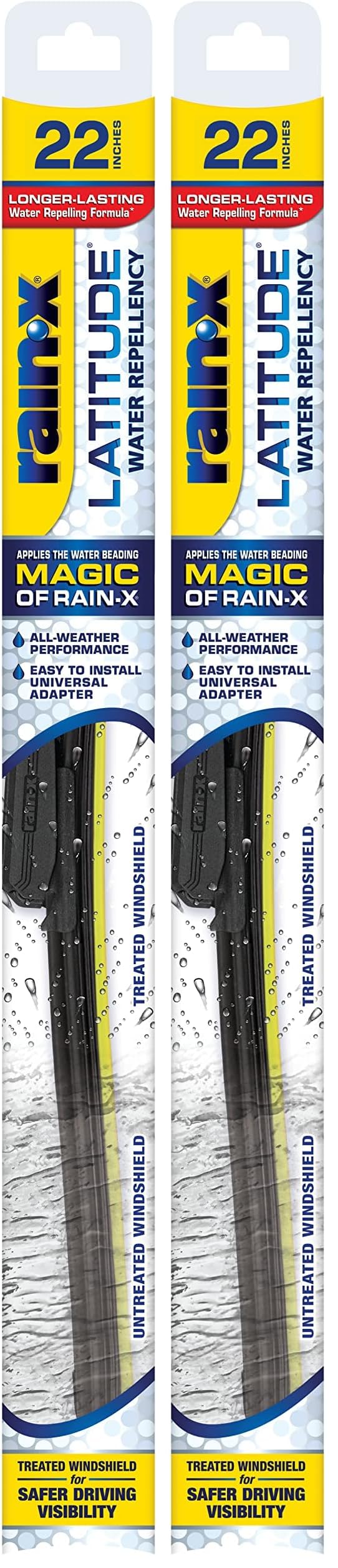Rain-X Latitude Wiper Blades, 22 Inch, Pack of 2 | 2-in-1 Water Repellent