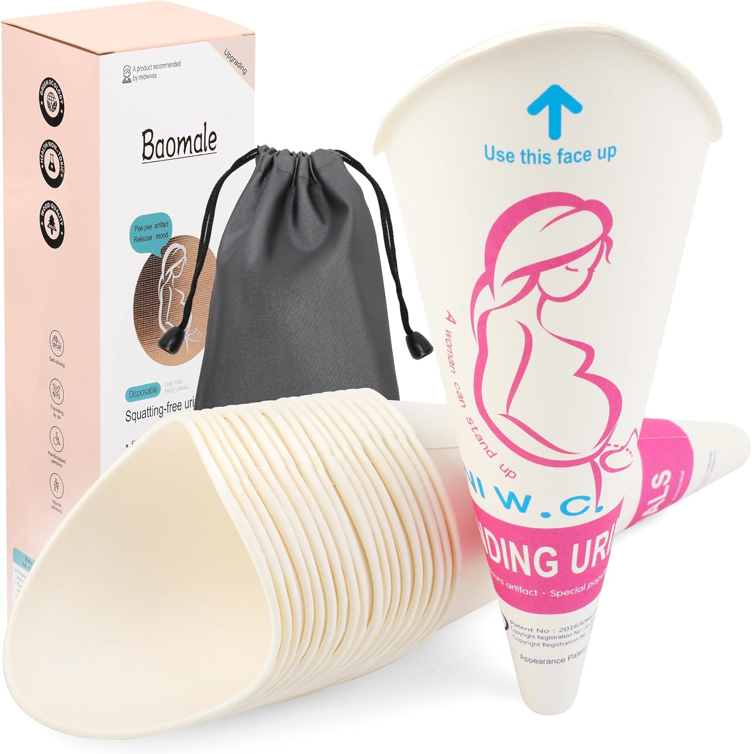 Luxiv 20 50 Pcs Disposable Female Urination Device, Portable Girl Urinal Funnel Women Outside Pee Cup Waterproof Paper Standing Pee Disposable Cup Female Urinal for Camping, Hiking Luxiv 20 50 Pcs Disposable Female Urination Device, Portable Girl Urinal Funnel Women Outside Pee Cup Waterproof Paper Standing Pee Disposable Cup Female Urinal for Camping, Hiking