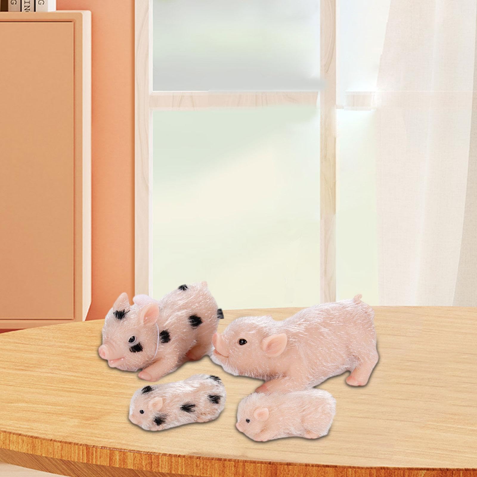 Juego de Juguetes de Cerdo de Silicona para Granja, Accesorios Fotográficos únicos, Muñeco de Cerdo, Muñeco de Cerdito Bebé para Niño, 4 Piezas