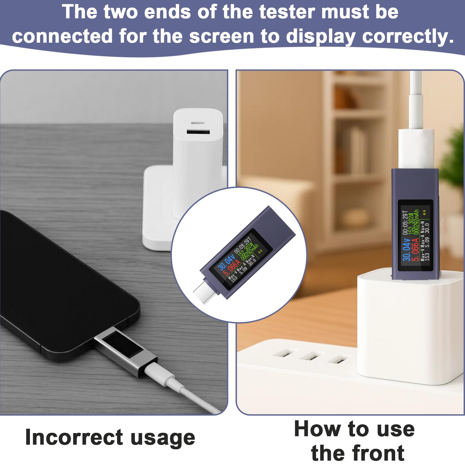 USB C Tester Messgerät Voltmeter USB Multimeter 4-30V 0-12A Typ-C USB C Tester Messgerät Voltmeter USB Multimeter 4-30V 0-12A Typ-C