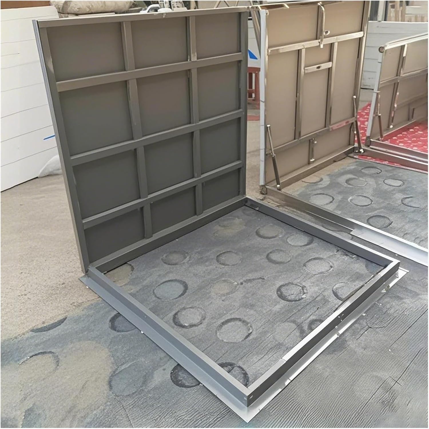 Juskaqzyi One Color Skylight Commercial Roof Access Hatch Security Door Stainless Steel Attic Hatch Cover For Waterproof Outdoor Basement Attic(90 * 90Cm)