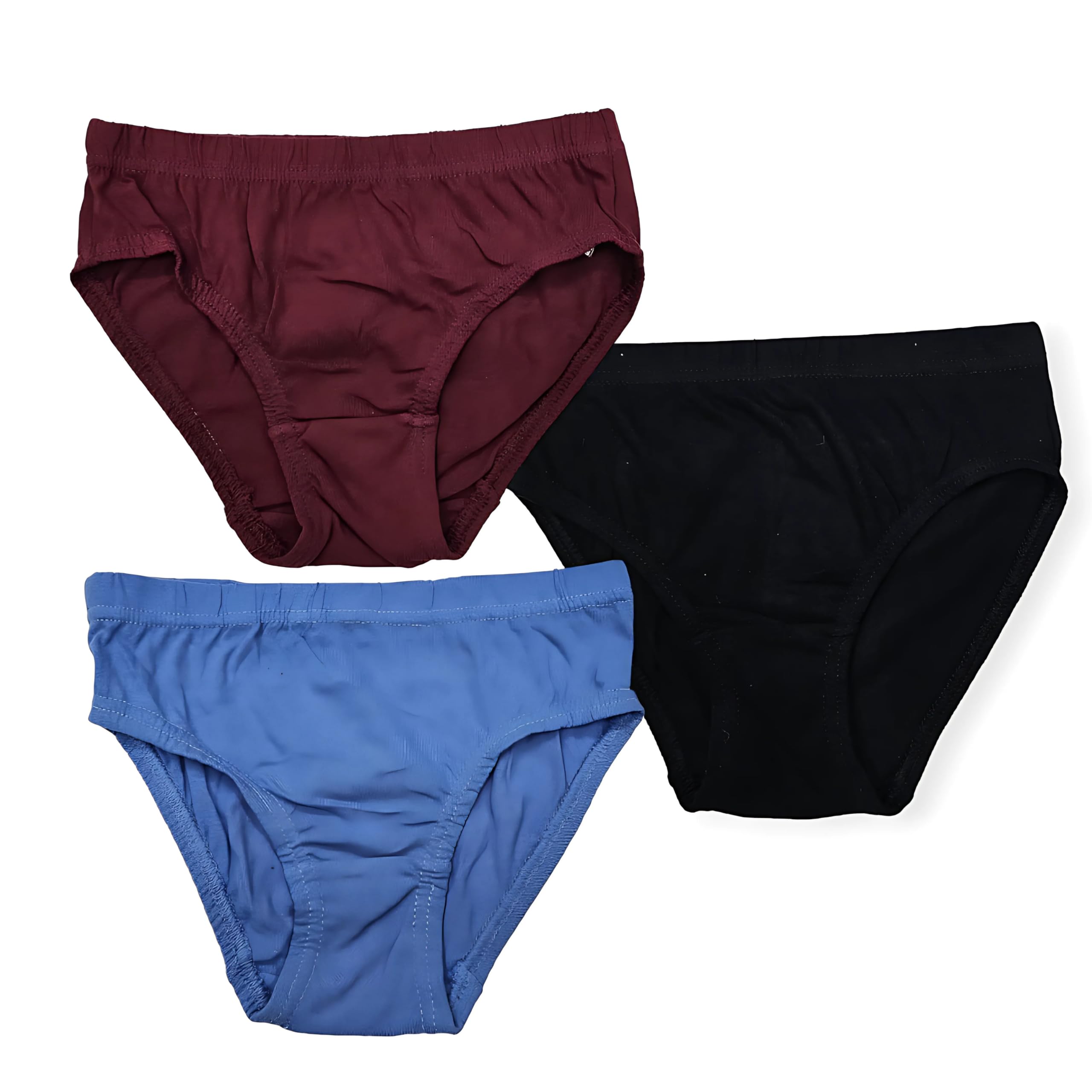 Shopmcr Boys Plain 3 Pairs 3 Pack Underwear Briefs Assorted Colors | Brief Trunk Pants | 'S Underwear Underpants | 100% Cotton Comfortable Kids Underwears. (Plain, 3P, 3-5 Yrs)