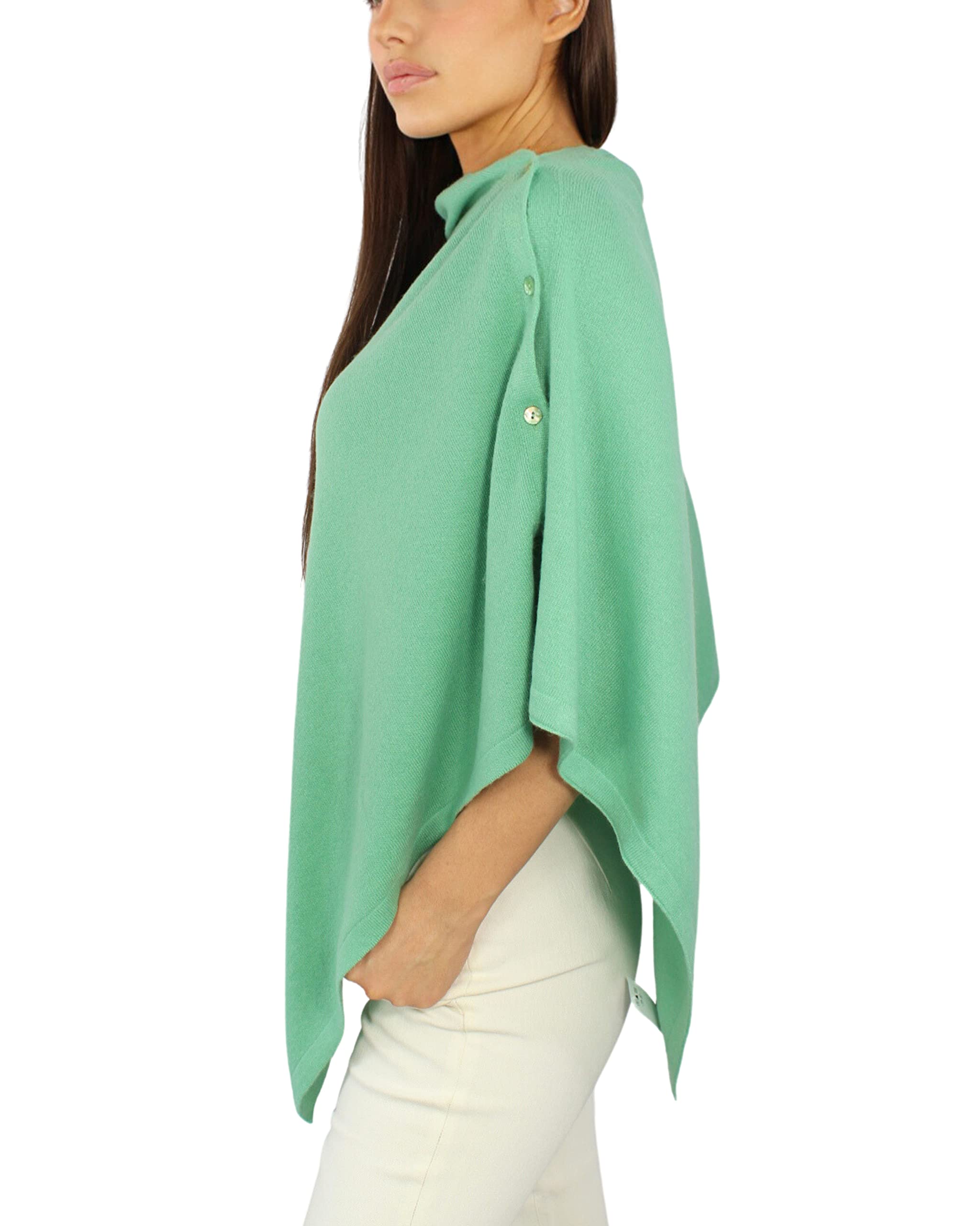 Win's Poncho de cachemir mezclado para mujer - Hecho en Italia, verde manzana, Talla única