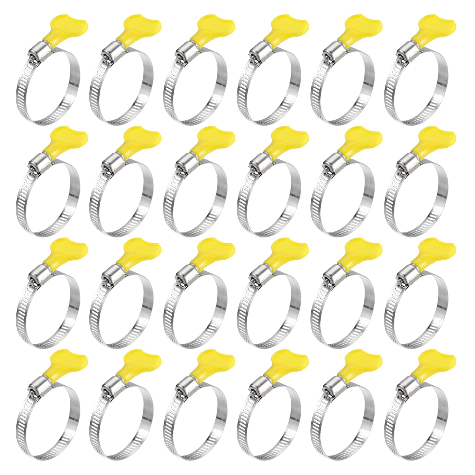 uxcell Worm Gear Hose Clamp, 24pcs 1 1/4" - 1 3/4" Key Type Adjustable Stainless Steel Hose Clamps with Plastic Handle for Securing Hose