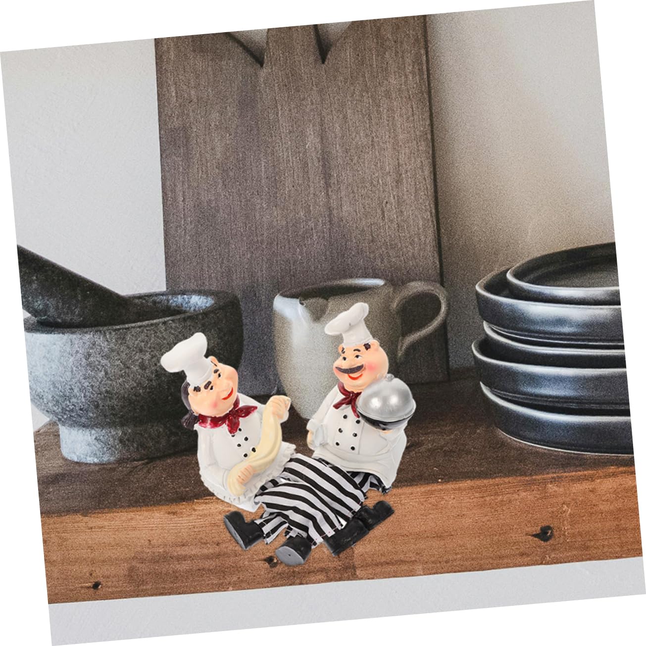 Cabilock 4pcs Chef Figurines Decor Resin Chef Statue for Kitchen Chef Figurine Happy Chef Sculpture Decorative Statue Resin Chef Figurines Desktop Mini Craft