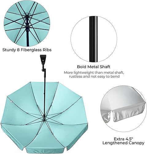 Miniatura 5 de G4Free Sombrilla universal UPF 50+ con abrazadera ajustable para exteriores, protección UV, silla de playa, sombrilla para cochecitos, sillas de