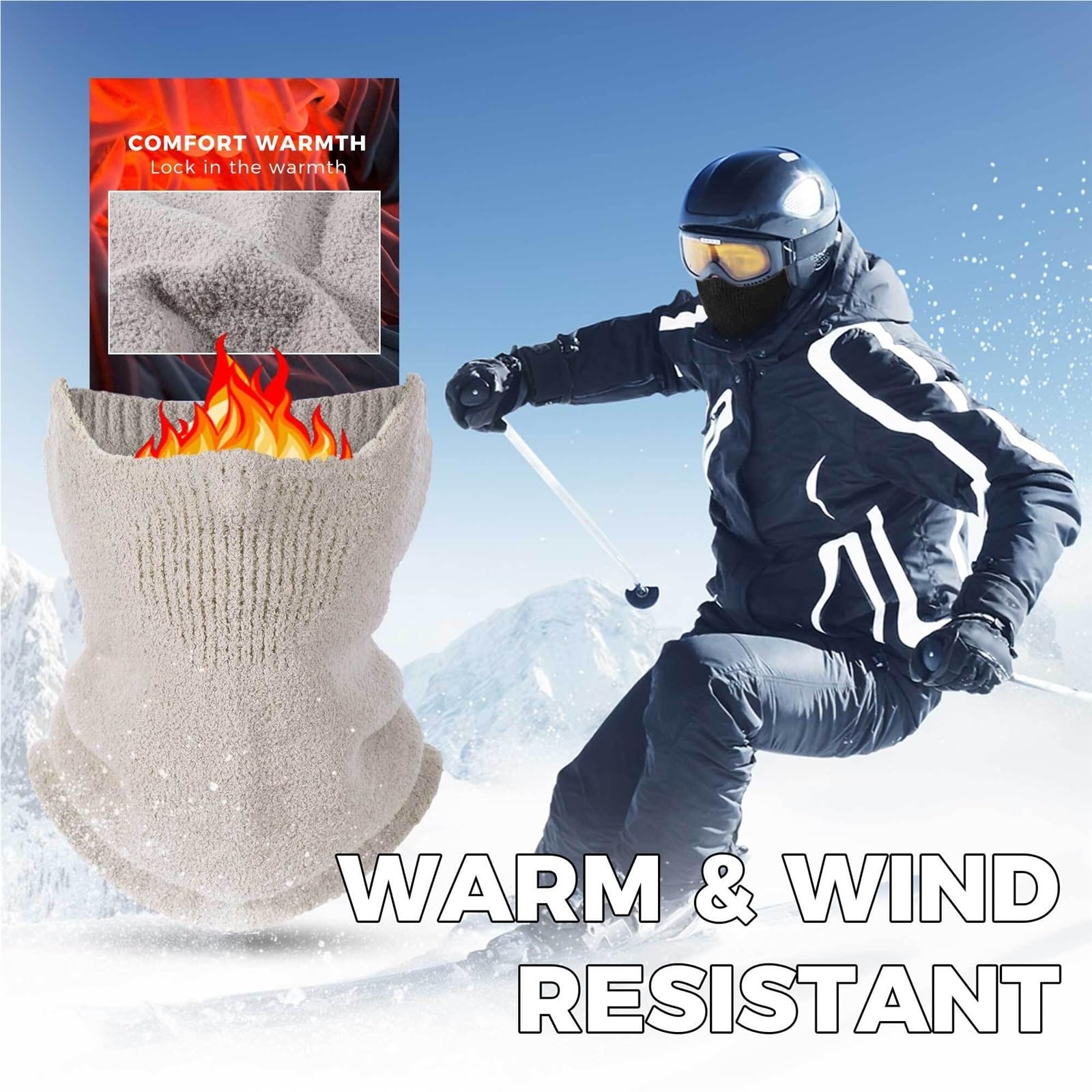 2 máscaras de esquí, Bufandas, pañuelos, cálidos, Resistentes al Viento, Transpirables, Suaves, for Correr, Senderismo, y Snowboard, Accesorios Deportivos for Invierno para Esquí Ciclismo