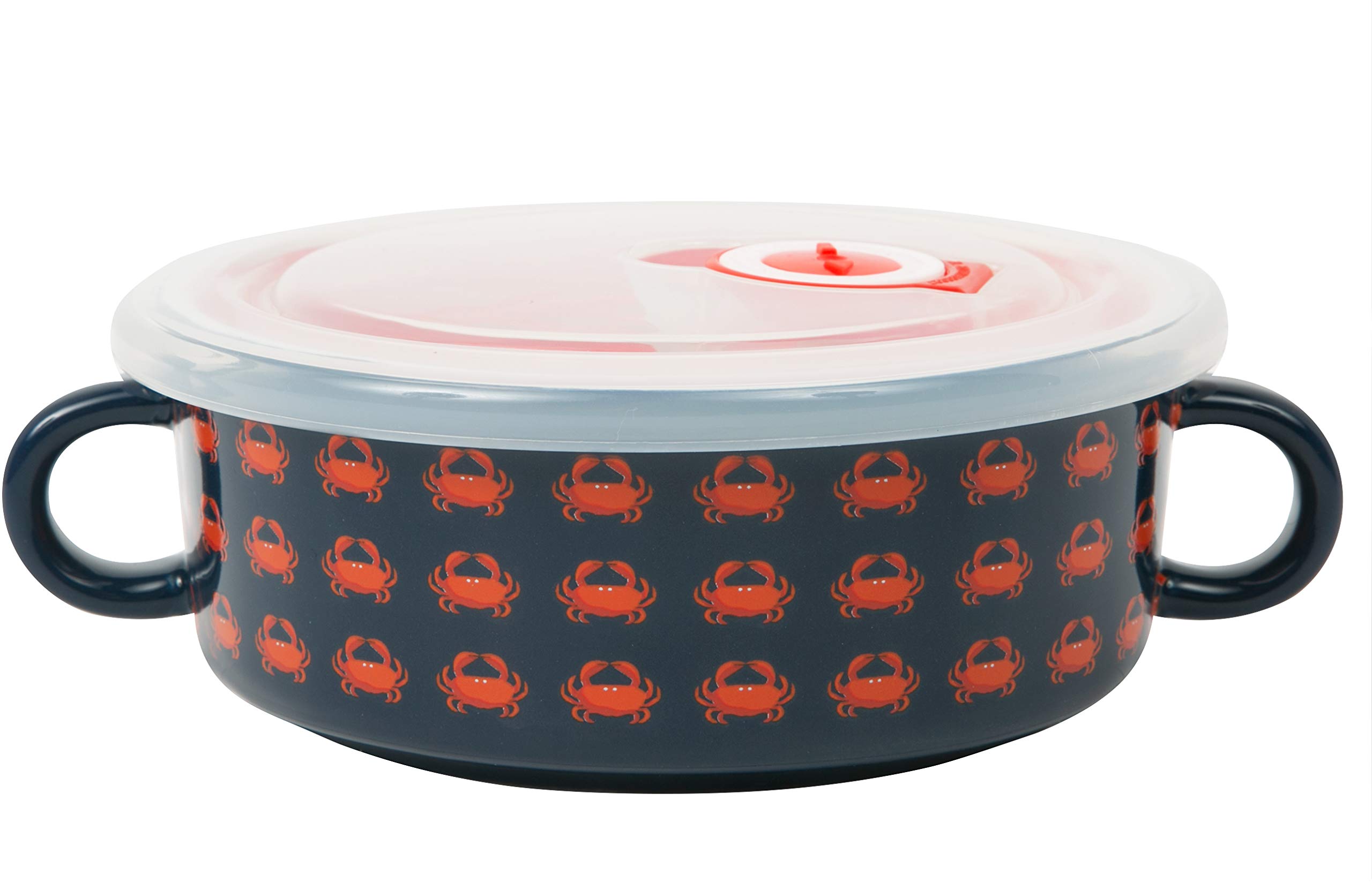 Pavilion Gift Company 67537 Suppentasse mit 2 Griffen, mit Deckel, Strandmenschen, 300 ml, Blau