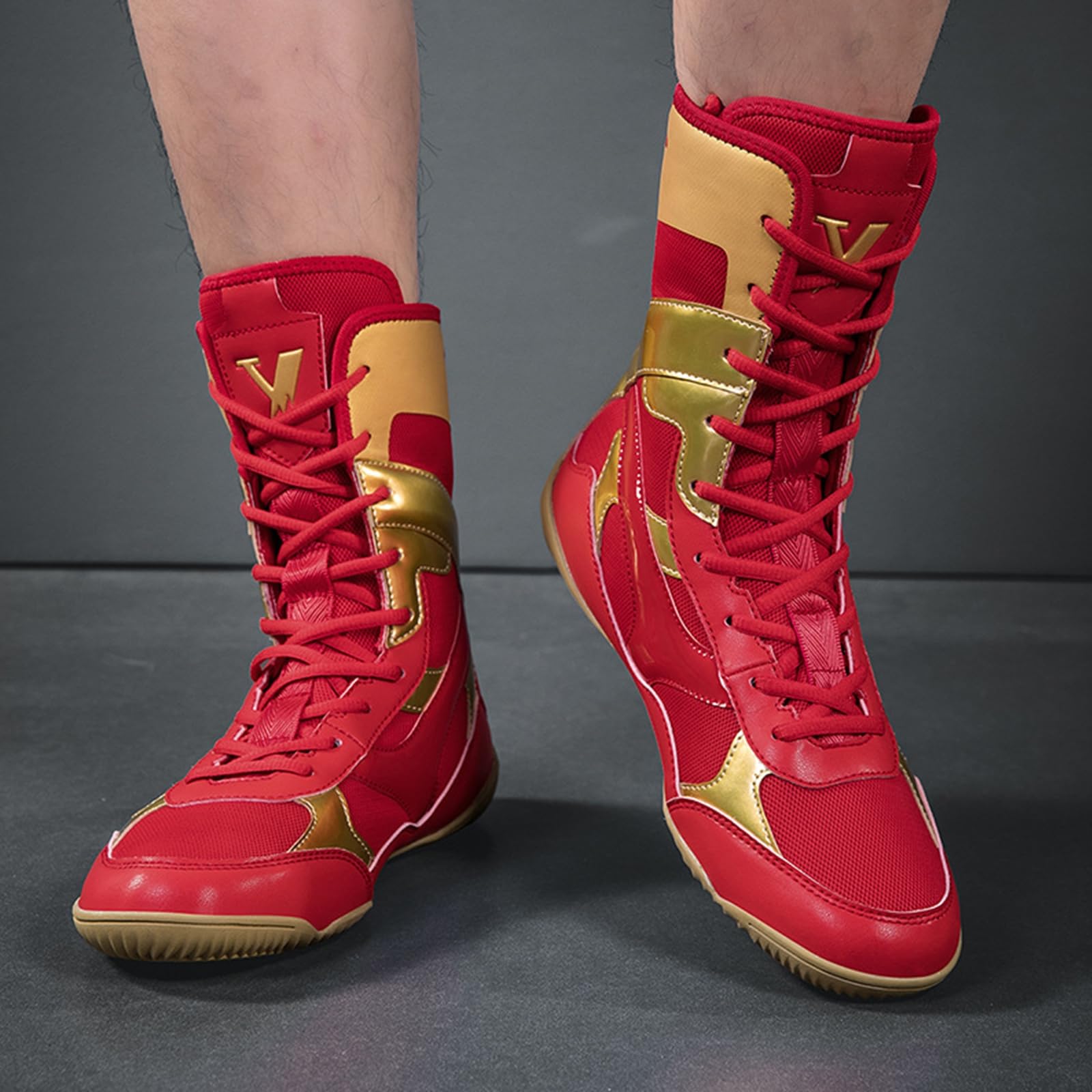 Scarpe da Boxe per Uomo Donna Scarpe Pugilato Lotta Allenamento Adulti,Traspiranti Fighting Antiscivolo Combattimento Traspiranti Bodybuilding Boxe Stivali Wrestling