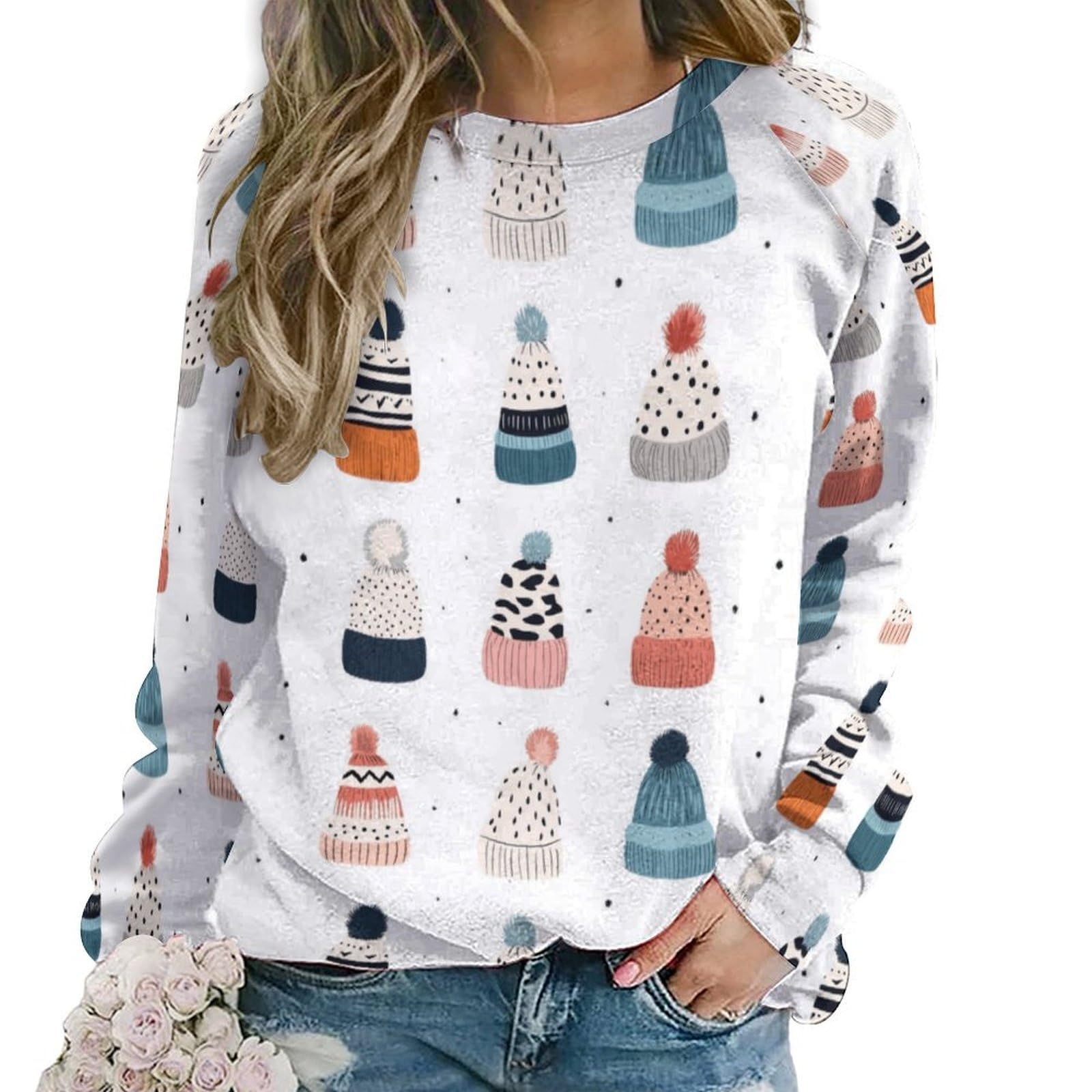 Winter Pinecone Women Sweaters Fall Crewneck Sweatshirt Long Sleeve Sweater Pullover Tops