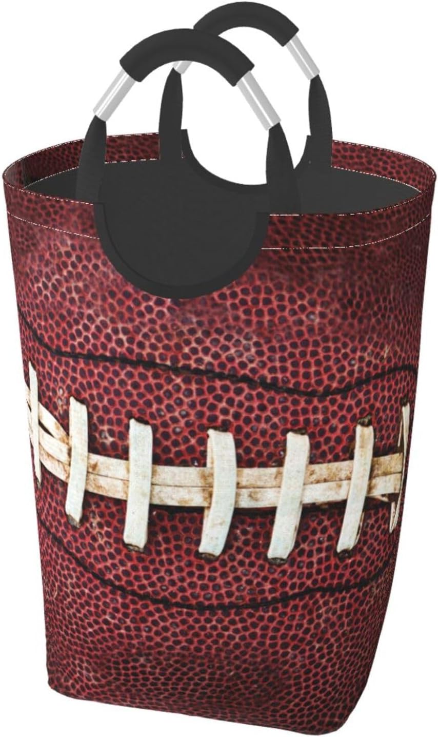 LIBIFALL American Football Themed Large Laundry Basket Sports Ball Laundry Hamper Bag Collapsible Laundry Baskets Clothes Hamper with Handles Storage Baskets For Bathroom,Dorm,Family 50L