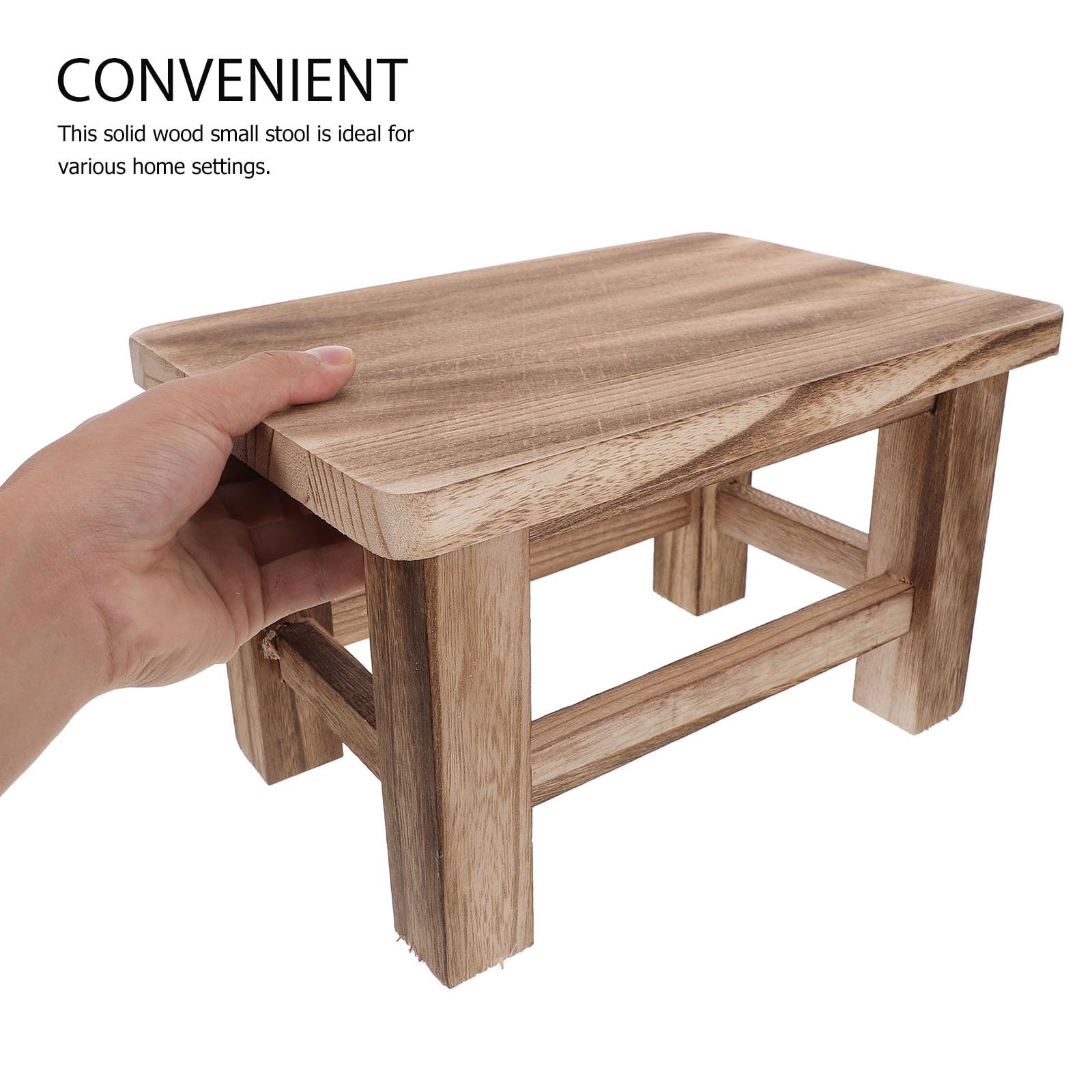 Taburete de Madera Maciza Pequeño, Vintage, Compacto