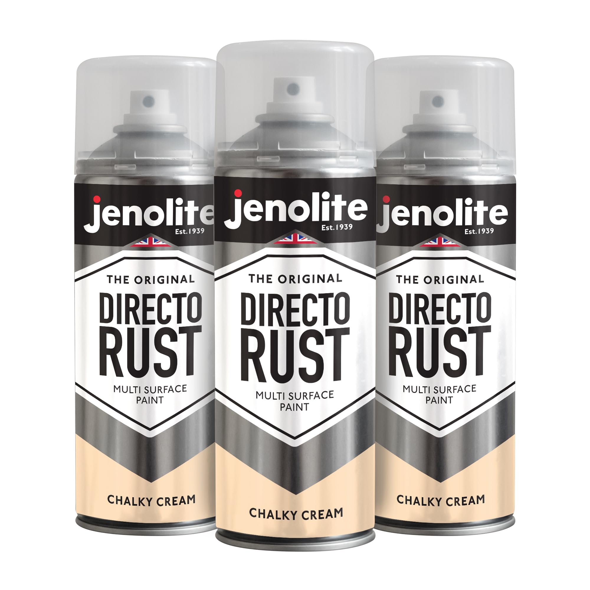 Jenolite Cream Directorust Chalky Spray Paint | | 3X400ml | Multi-Surface Chalky Finish Spray Paint | Ideal For Furniture, Ornaments, Picture Frames | Interior & Exterior Use | Ral 1015
