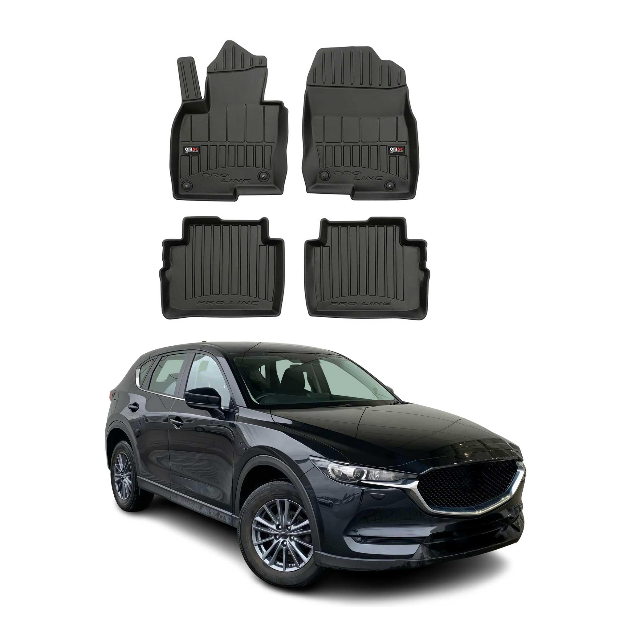 Tapis de Sol 3D TPE Premium Compatible avec Mazda CX-5 II 2017-2022 | Revêtement de Sol pour Voiture - Intérieur antidérapant - Bords Hauts - Noir