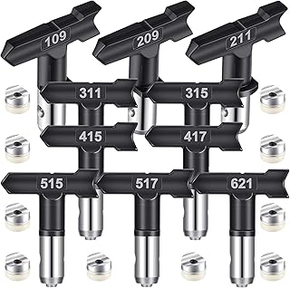 10 Pcs Spray Tips Reversible Spray Tip Airless Spray Nozzles for Airless Paint Spray Guns and Airless Sprayer Spraying Machine (109, 209, 211, 311, 315, 415, 417, 515, 517, 621)
