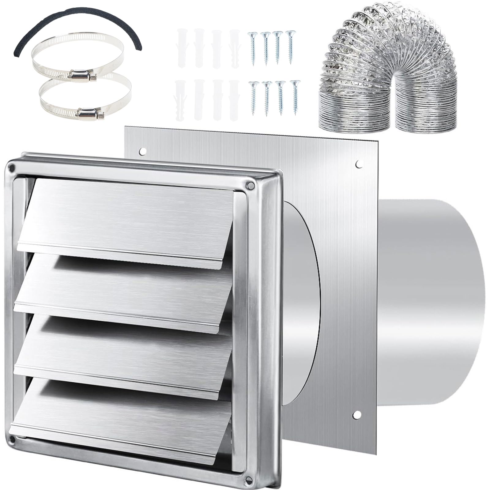 Woedpez Metal 4Inch Dryer Wall Ventilation Duct Kits Dryers Vent Hose Connectors Ducting Set Efficient Airflows Management Dryer Vent Plate With Hose