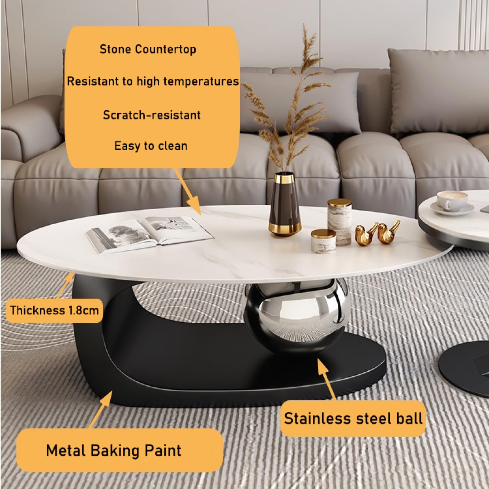 Elegante Luxe Marmeren Salontafel Met Goud Metalen Benen Uniek Ontwerp Gemakkelijk schoon te maken Stone Top Modern Home Decor Stijlvolle Woonkamer Meubels
