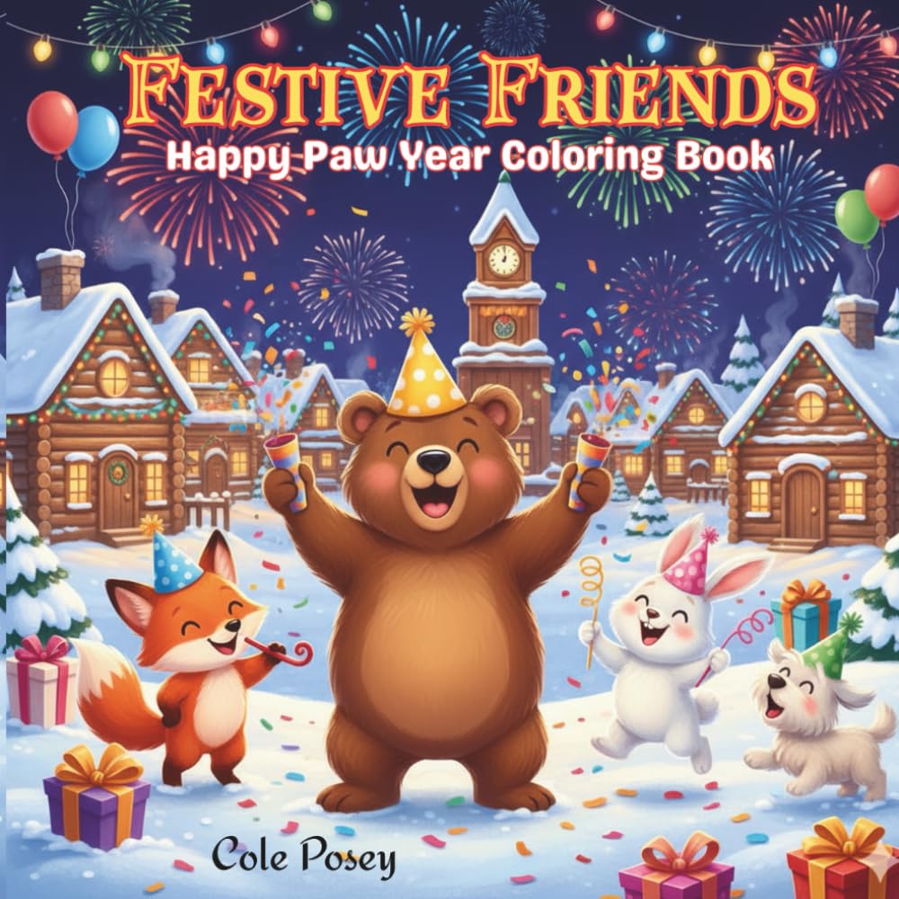 Festive Friends: Happy Paw Year Coloring Book