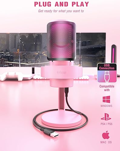 Miniatura 6 de FIFINE Micrófono USB para juegos de transmisión, micrófono de escritorio de condensador de PC para video, uso doméstico, YouTube, con control RGB,