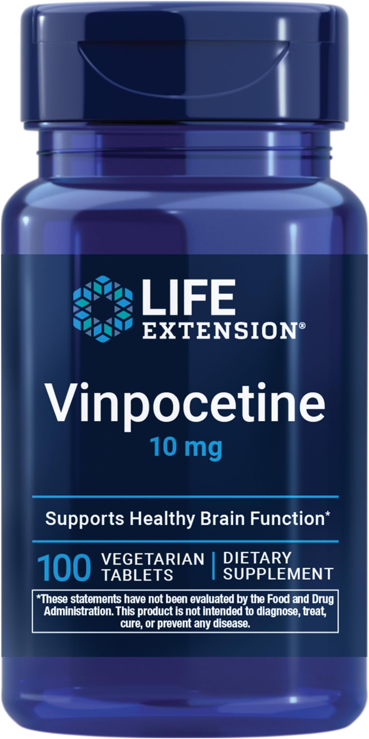 Vinpocetine, derived from Periwinkle Plant, Concentration and Memory, Gluten-Free, Non-GMO, Vegetarian, 100 Tablets