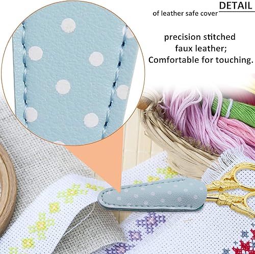 Miniatura 4 de Tijeras de bordado vintage de 4.5 pulgadas con cubierta de cuero Tijeras de estilo europeo Tijeras de acero inoxidable para pájaros Tijeras para