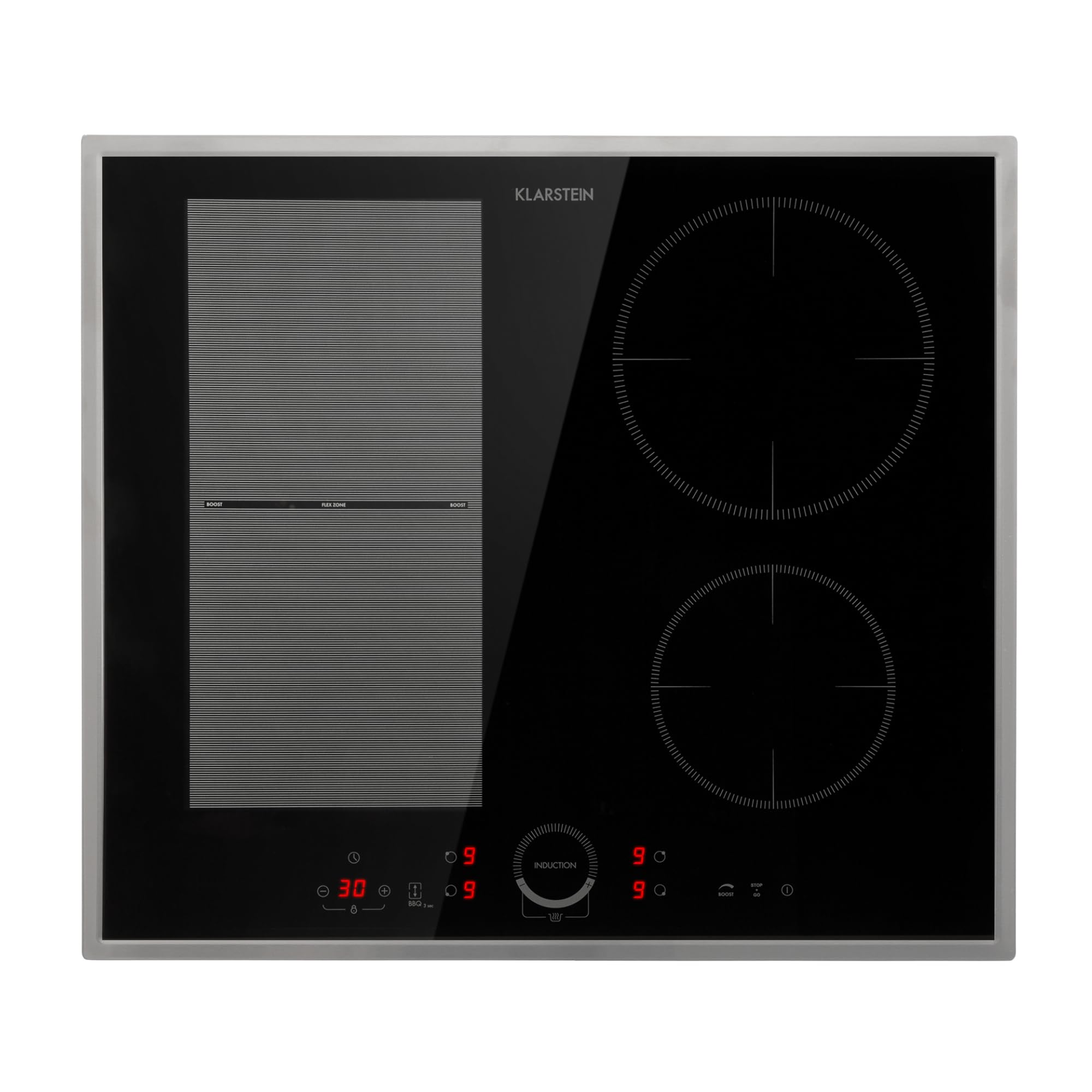 Klarstein Delicatessa Prime 60 Hybrid płyta indukcyjna - 60cm, 4-strefowa płyta do zabudowy, 7000W ThermoBoost, sterowanie dotykowe, timer i blokada rodzicielska, czarne szkło ceramiczne