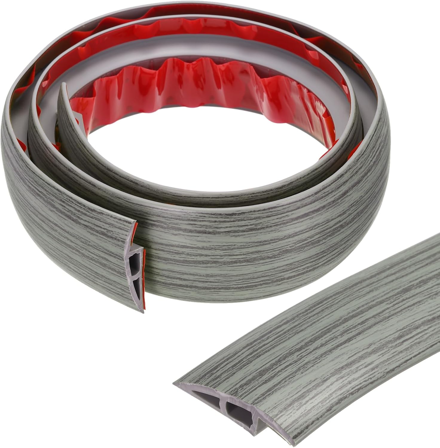 MECCANIXITY Floor Transition Strip Self Adhesive, 1m/3.3ft Laminate Door Transition Strips Carpet Edging Strip for Carpet Doorways Joining Floor Gaps Fit for 7mm Height, Red Wood Grain