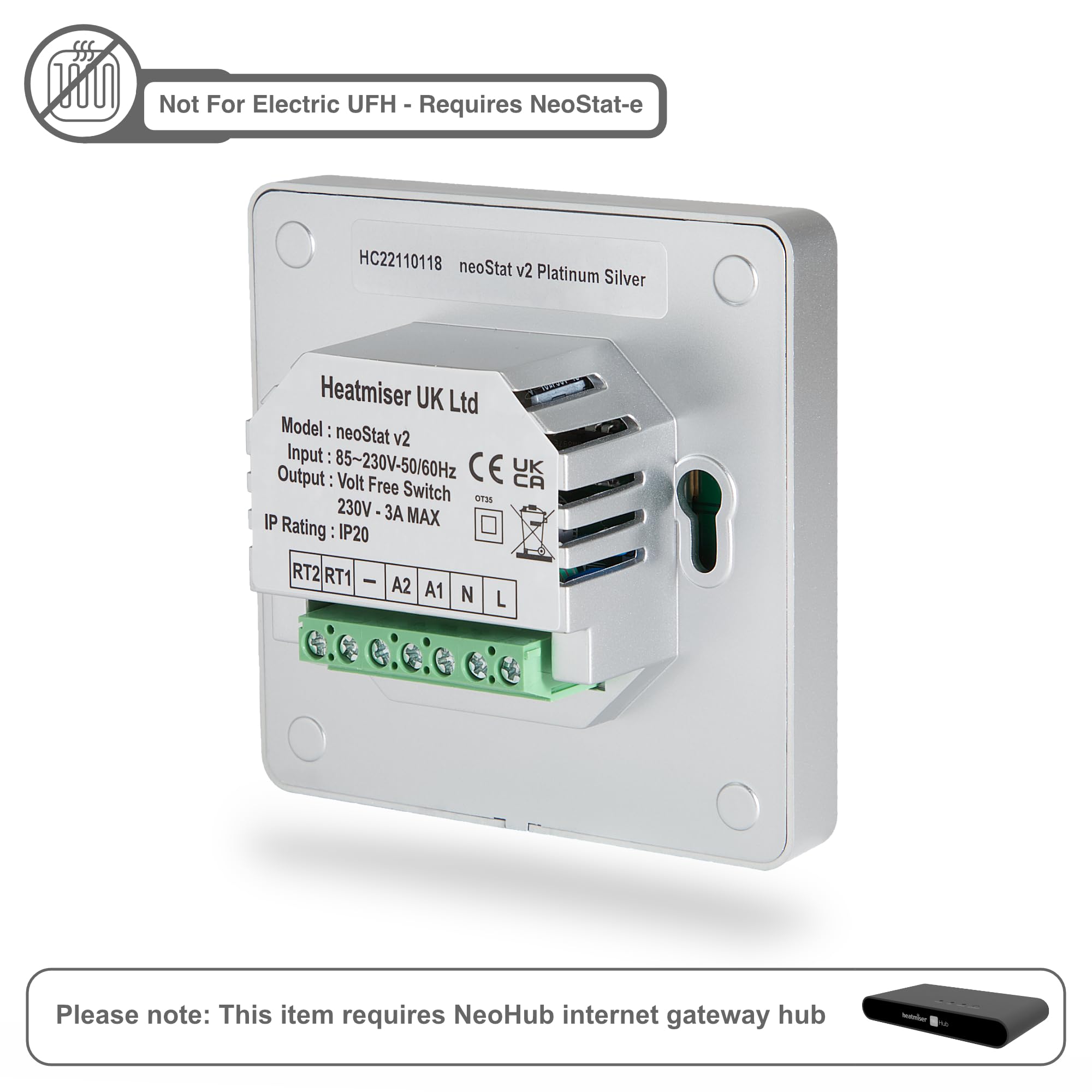 Heatmiser NeoStat V3 Smart Thermostat, (Platinum Silver) - Image 3