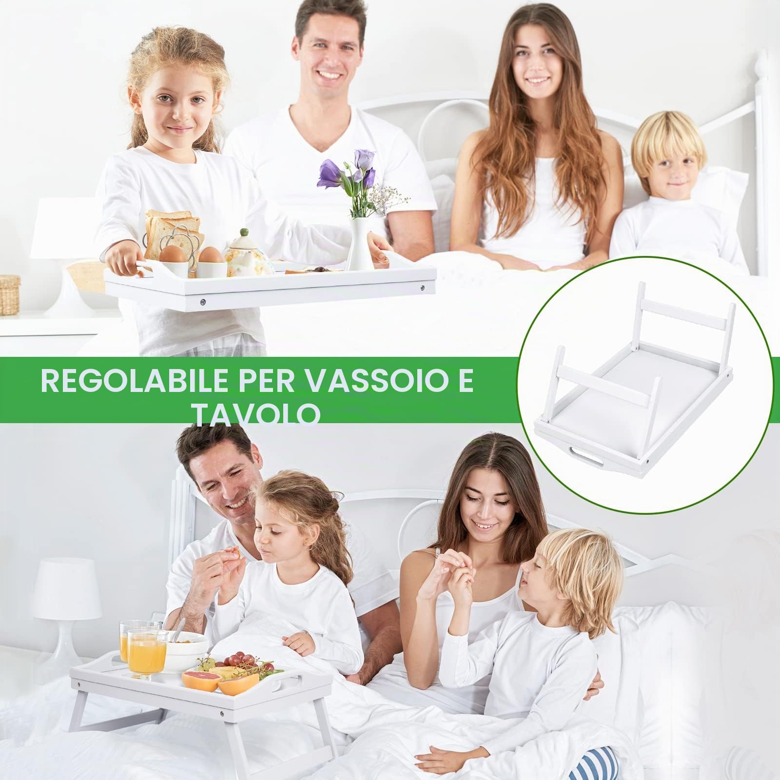 Vassoio da letto, gambe pieghevoli con manici, vassoio per la colazione per divano, cibo, disegno, piatti, bambù, vassoio da portata, grembo, scrivania, vassoio per snack