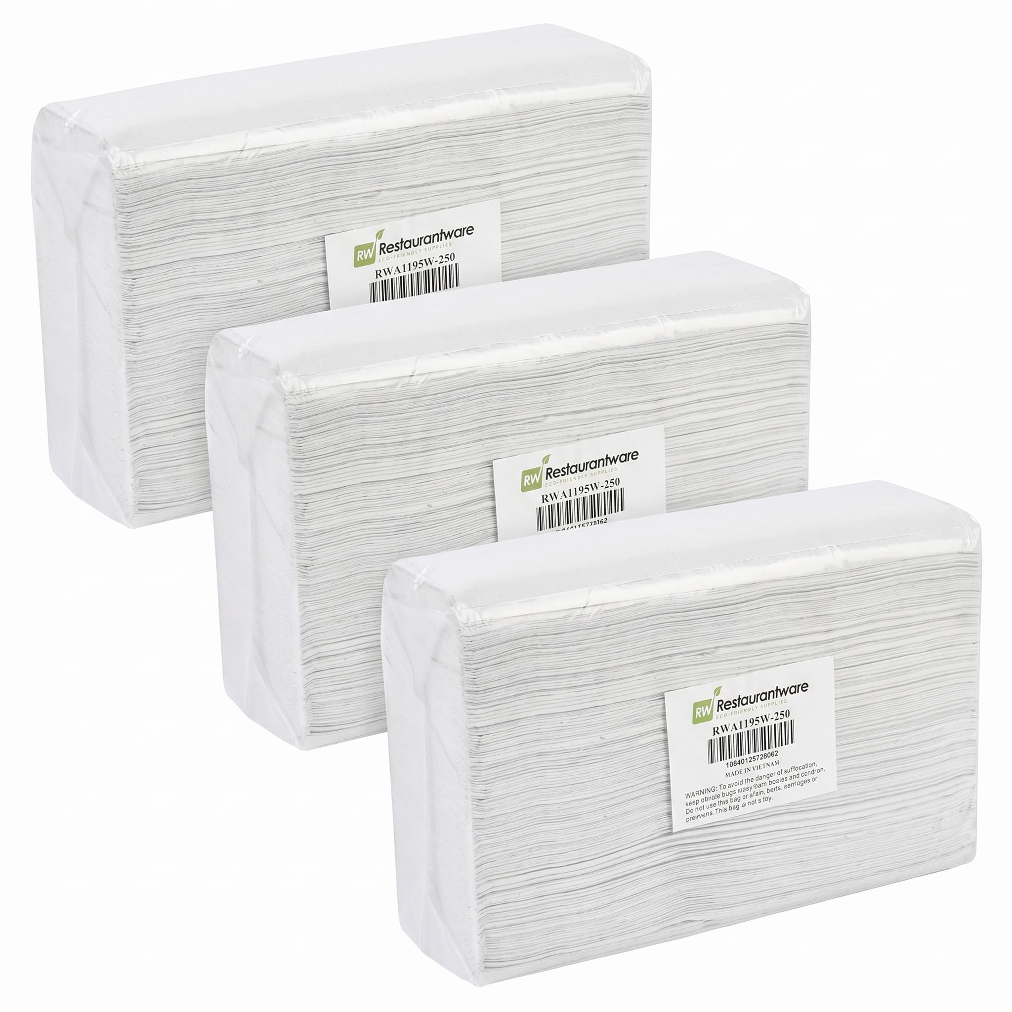 Restaurantware-Paper Towels 9.5 x 9.25 Inch 250 Commercial Paper Towels Multifold Hand Towel 1 Ply Dispensers Sold Separately White Paper Towels M Fold With Full-Dot Embossing (Pack of 3)
